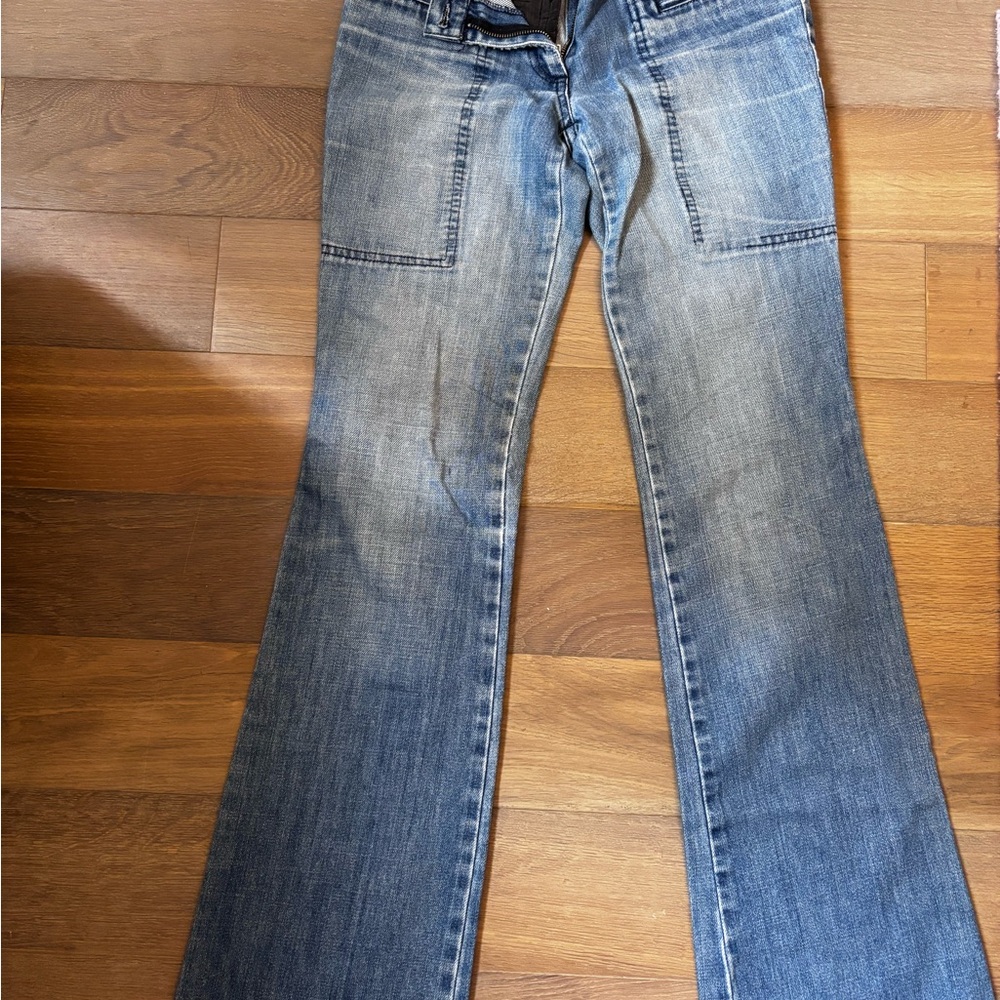 Habitual Blue Flare Wide Leg Jeans with Distressed Vintage Look
